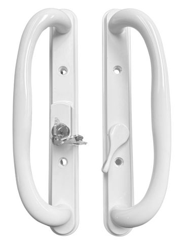 (DH-341-WK) Truth Sliding Patio Door Handle Set, Offset Latch with Key, Color: White
